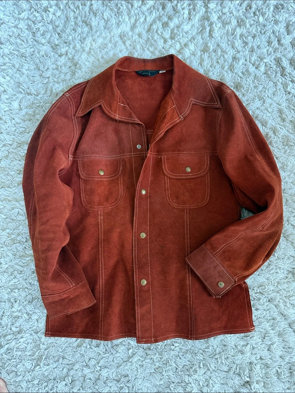 Vintage Rust Suede Button-Front Jacket